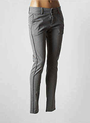Pantalon chino broderie galoni laterali talie joasă gri LES TEINTURIERS femeie