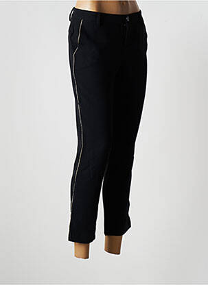 Pantalon 7/8 închidere cu fermoar sub clapetă cu nasturi talie joasă negru DDP femeie