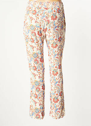 Pantalon drept țesătură crep talie înaltă bej LE TEMPS DES CERISES femeie