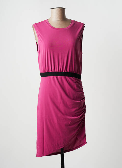 Rochie midi roz BCBGMAXAZRIA femeie