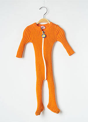 Salopetă-pantalon închidere cu capse la picioare mâneci lungi portocalie OZONA fată