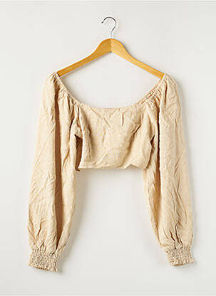 Top guler rotund mâneci lungi bej NASTY GAL femeie