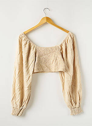 Top guler rotund mâneci lungi bej NASTY GAL femeie
