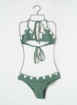Costum de baie din două piese elasticitate top triunghiuri verde LUZ femeie