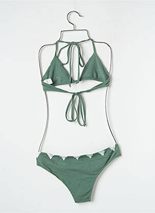 Costum de baie din două piese elasticitate top triunghiuri verde LUZ femeie