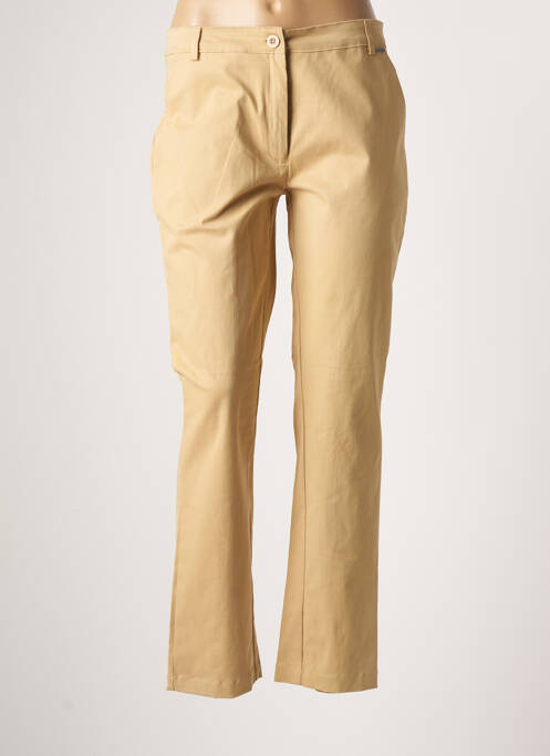 Pantalon chino țesătură poplin mărime normală bej AGATHE & LOUISE femme