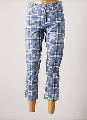 Pantalon trei sferturi țesătură poplin mărime normală albastru POMME ROUGE femme