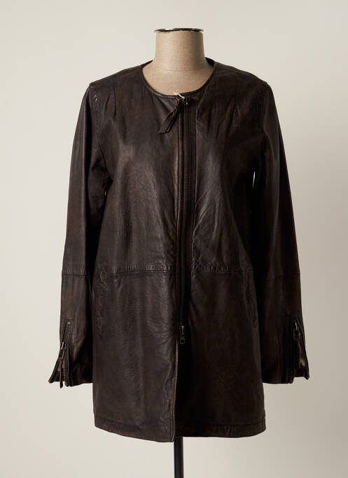 Geacă din piele maro HARTFORD femeie