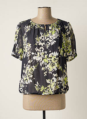 Bluză imprimeu floral mâneci scurte negru FRANK WALDER femme