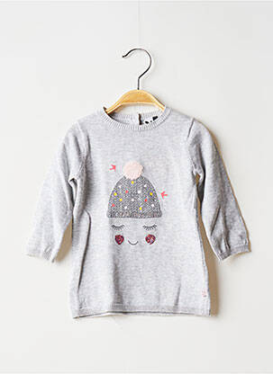 Rochie pulover serigrafie mâneci lungi gri 3 POMMES fată