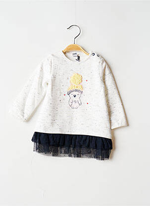 Rochie midi guler rotund mâneci lungi alb 3 POMMES fată
