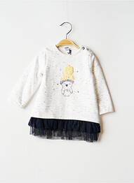 Rochie midi guler rotund mâneci lungi alb 3 POMMES fată