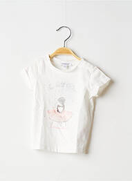 Tricou croială dreaptă mâneci scurte alb 3 POMMES fată