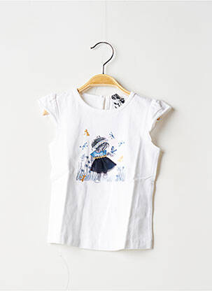 Tricou închidere cu nasturi la spate mâneci scurte alb 3 POMMES fată
