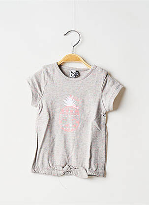 Tricou croială dreaptă mâneci scurte gri 3 POMMES fată