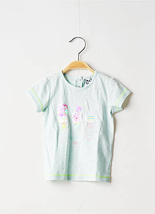 Tricou croială dreaptă mâneci scurte verde 3 POMMES fată