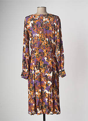 Rochie midi imprimeu fantezie mâneci lungi portocalie LA PETITE FRANCAISE femeie