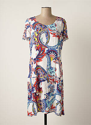 Rochie midi imprimeu floral mâneci scurte albastru PAUSE CAFE femeie