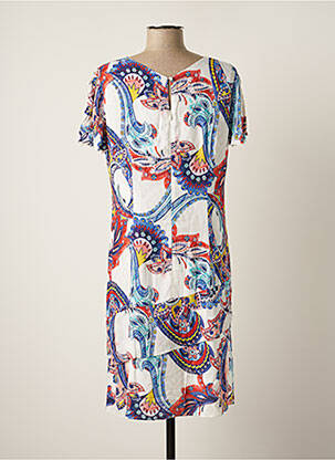 Rochie midi imprimeu floral mâneci scurte albastru PAUSE CAFE femeie