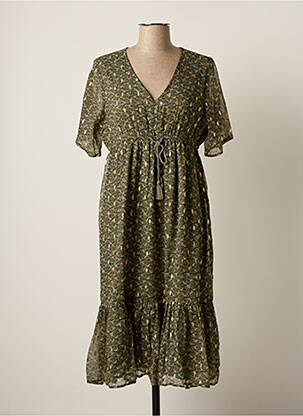 Rochie midi imprimeu floral mâneci scurte verde LE PETIT BAIGNEUR femeie