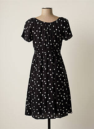 Rochie midi imprimeu floral mâneci scurte negru POMKIN femeie