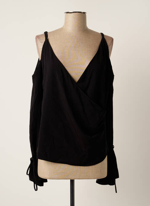 Top guler în v mâneci lungi negru LAAGAM femme