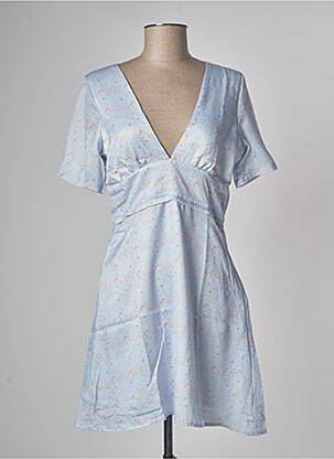 Rochie scurtă croială evazată mâneci scurte albastru LAAGAM femeie