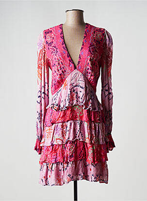 Rochie midi croială evazată mâneci lungi roz SUNDRESS femme