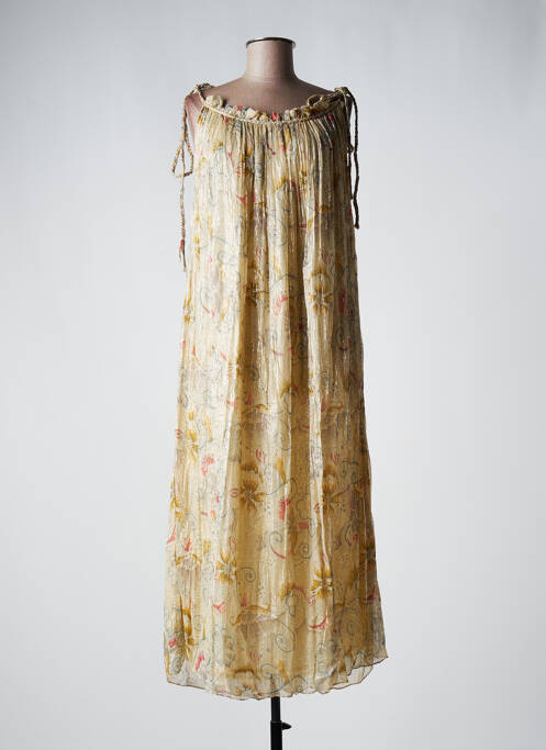 Rochie lungă mâneci cu bretele ajustabile bretele subțiri bej MAISON HOTEL femme