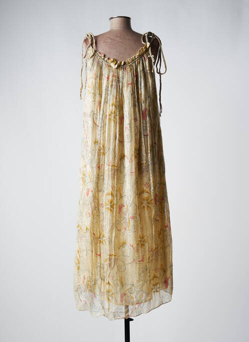 Rochie lungă mâneci cu bretele ajustabile bretele subțiri bej MAISON HOTEL femme