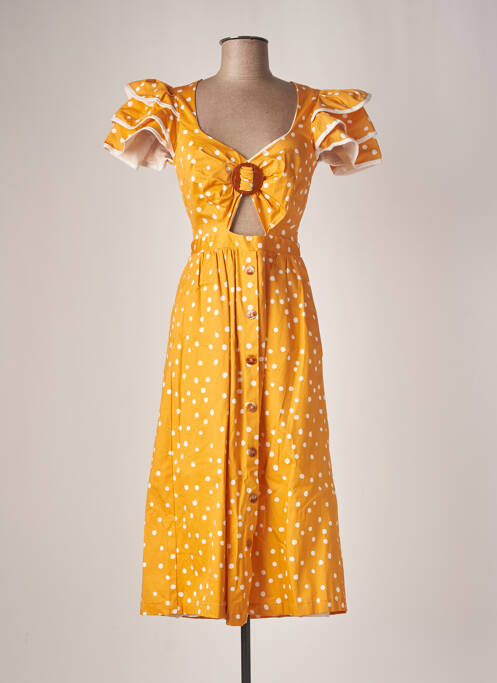 Rochie midi galben AZULU fată