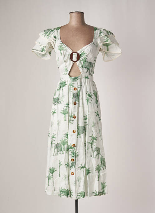 Rochie lungă verde AZULU fată