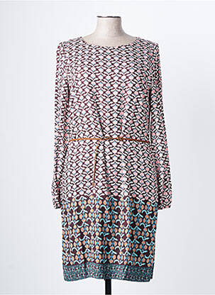 Rochie midi imprimeu floral mâneci lungi roșu ANDAMIO femeie