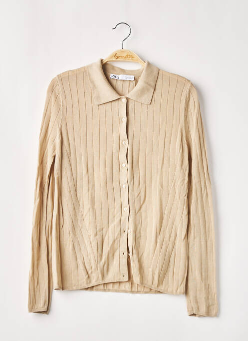 Vestă cu mâneci lungi bej ZARA femeie