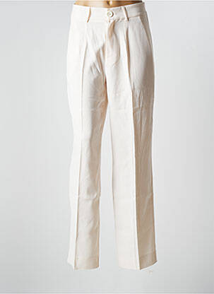Pantalon drept talie cu cleme talie înaltă bej JANIS & JOHN femeie