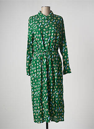 Rochie midi imprimeu floral mâneci lungi verde COMPAÑIA FANTASTICA femeie