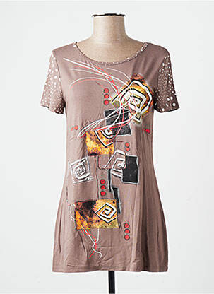 Tunică mâneci scurte maro PLURIELLES femeie