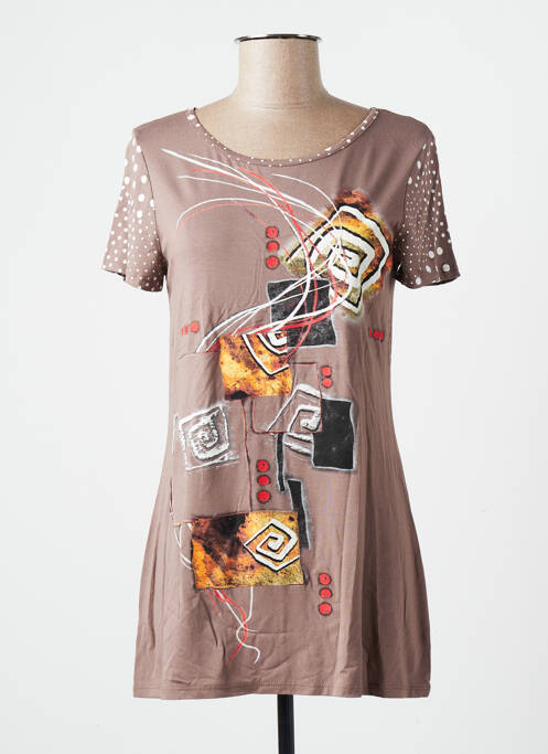 Tunică mâneci scurte maro PLURIELLES femeie