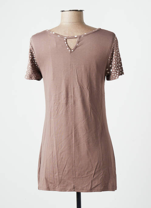 Tunică mâneci scurte maro PLURIELLES femeie