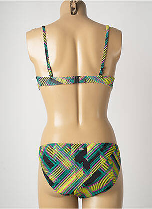 Costum de baie din două piese elasticitate sutien balconet cu decolteu înalt verde CHERRY BEACH femeie