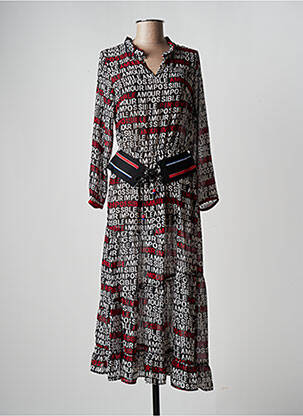 Rochie lungă mâneci lungi mâneci lungi negru POUPEE CHIC femeie