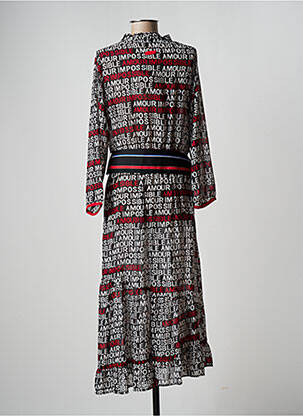 Rochie lungă mâneci lungi mâneci lungi negru POUPEE CHIC femeie