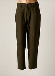 Pantalon slim țesătură poplin mărime normală verde ONE STEP femeie