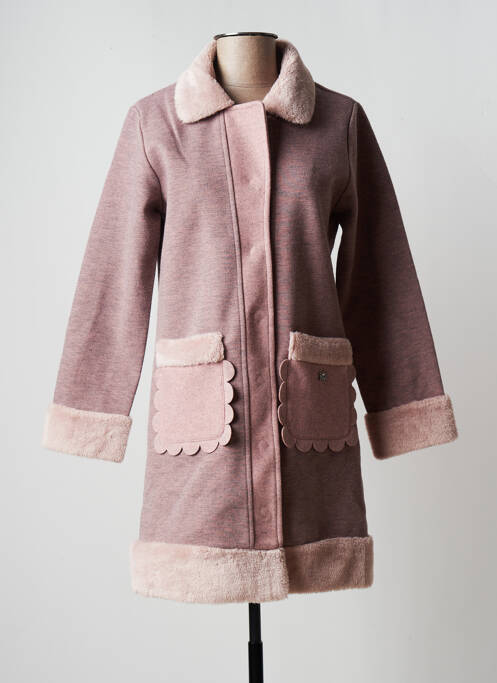 Palton lung croială cambrată fără glugă roz AKINOLAUDE femme