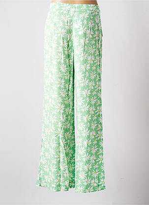 Pantalon larg țesătură poplin talie înaltă verde TIFFOSI femeie