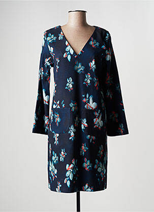 Rochie midi imprimeu floral mâneci lungi albastru MADE IN SENS femeie