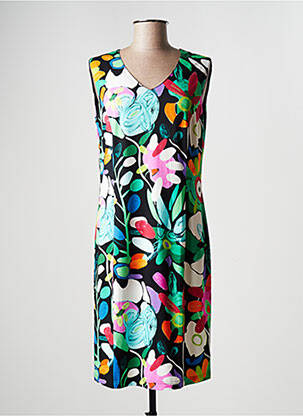 Rochie midi imprimeu floral fără mâneci negru GEVANA femeie