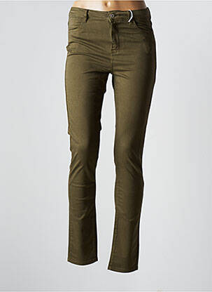 Pantalon slim țesătură poplin mărime normală verde KANOPE femeie