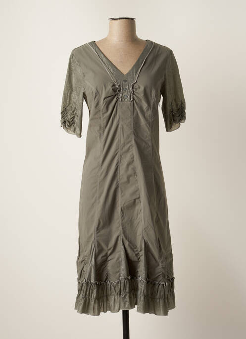 Rochie midi croială evazată mâneci scurte verde CHRISTINE LAURE femme