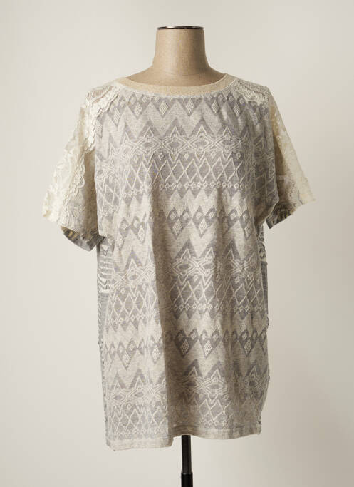 Tunică mâneci scurte guler rotund gri CRISTINA GAVIOLI femme